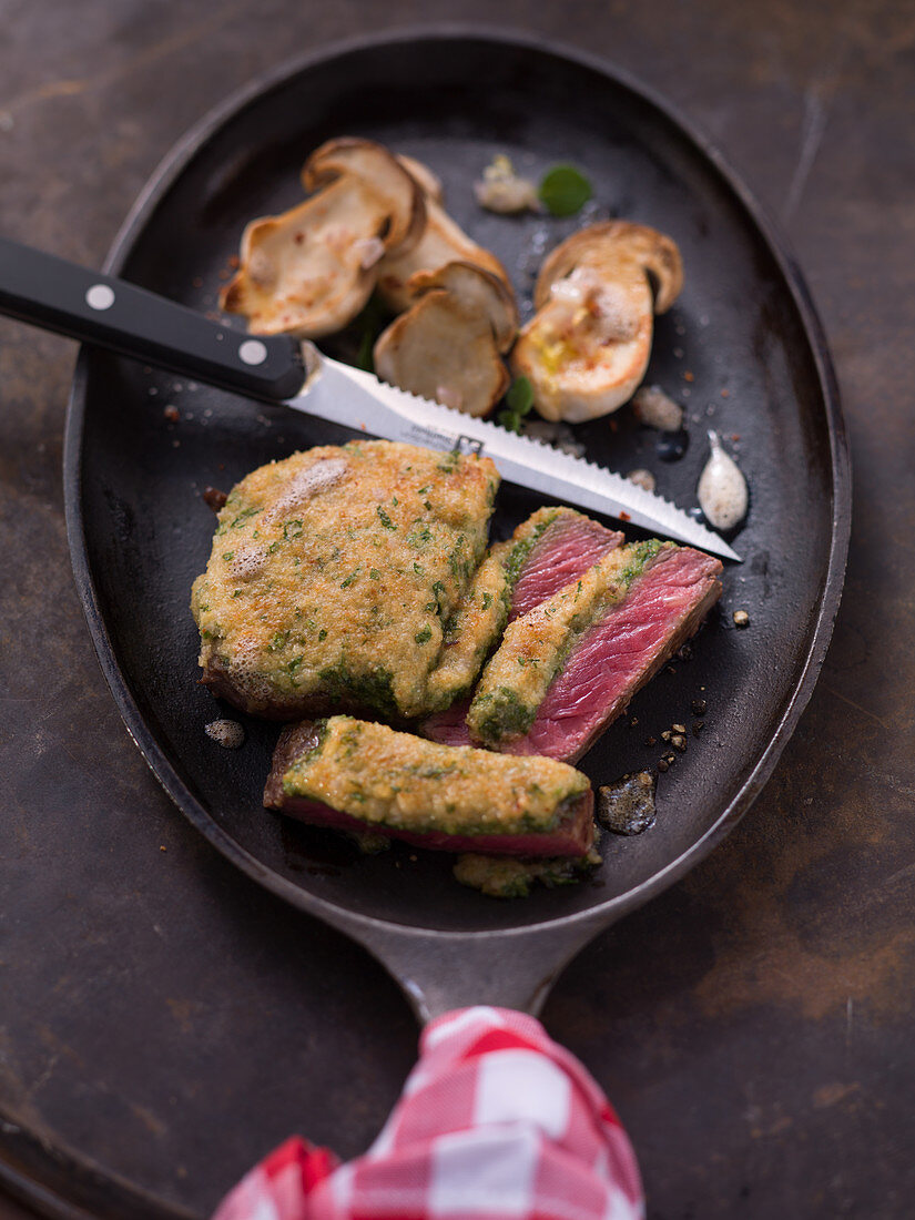 Bistecca al forno with porcini mushrooms (Italy)