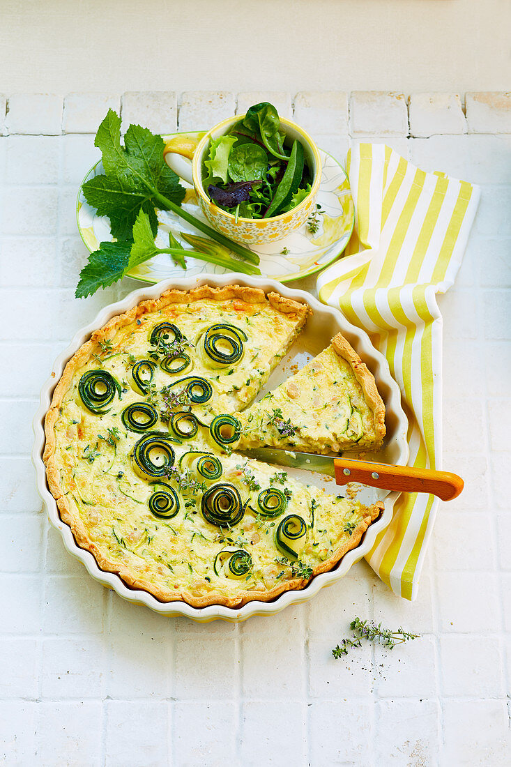 Bean and zucchini quiche