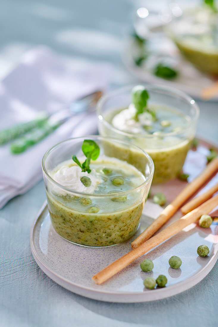 Cress and potato soup with wasabi