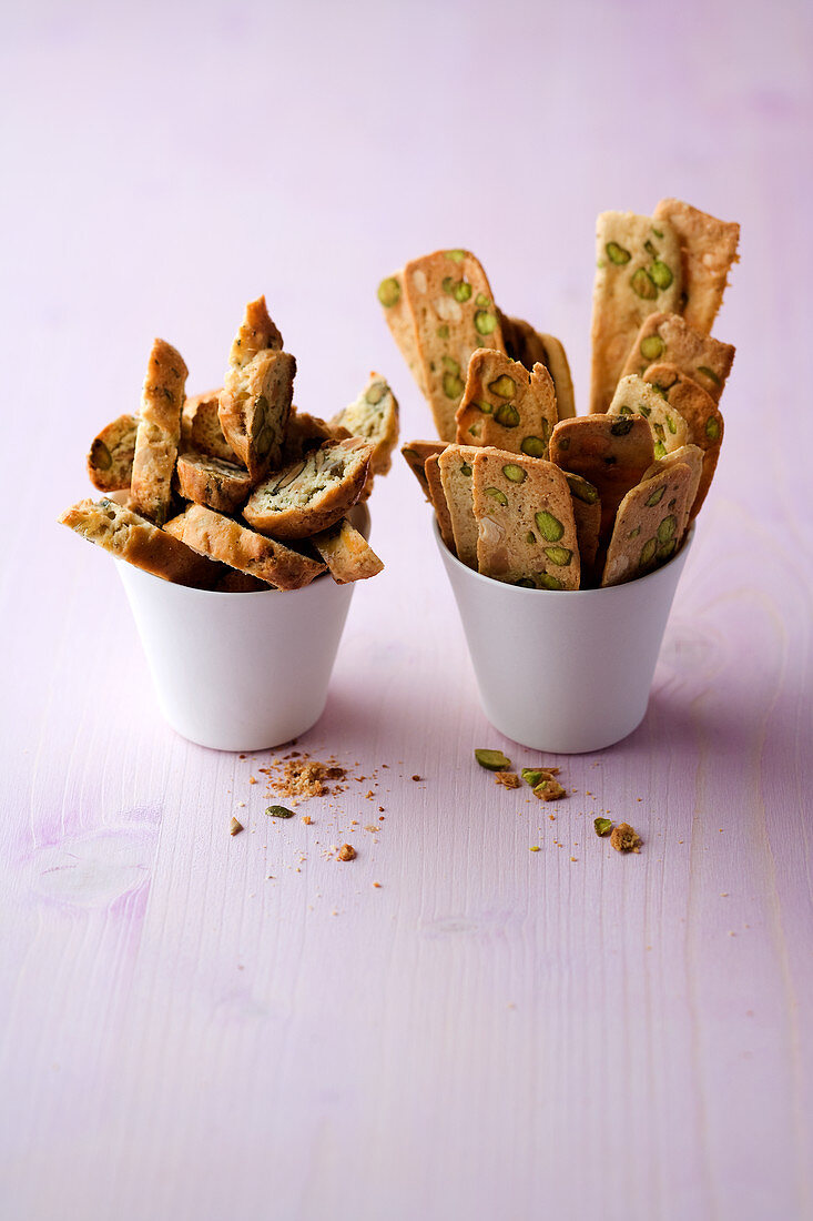 Fennel and pistachio shortbread, and cumin cantucci