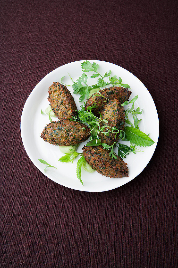 Coriander falafel with mint guacamole