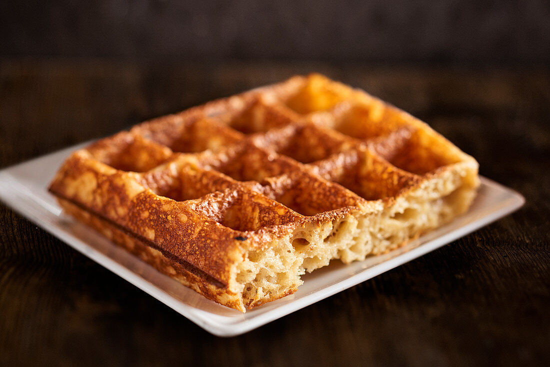 Waffle on a white plate