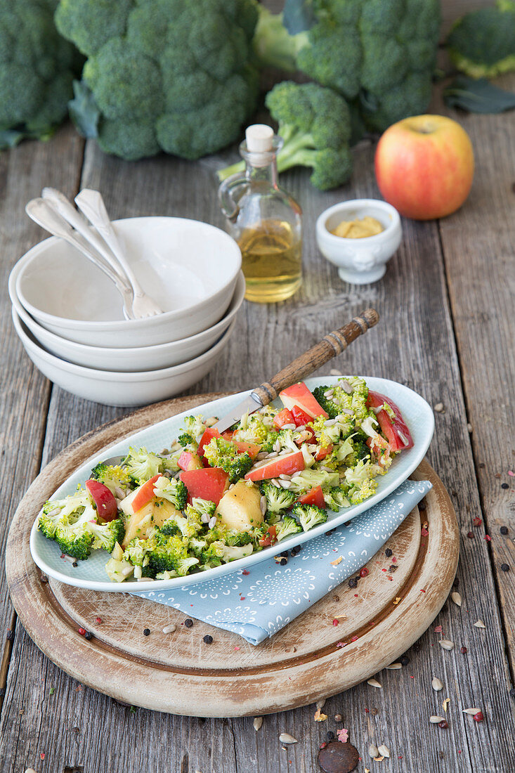 Raw Broccoli and apple salad