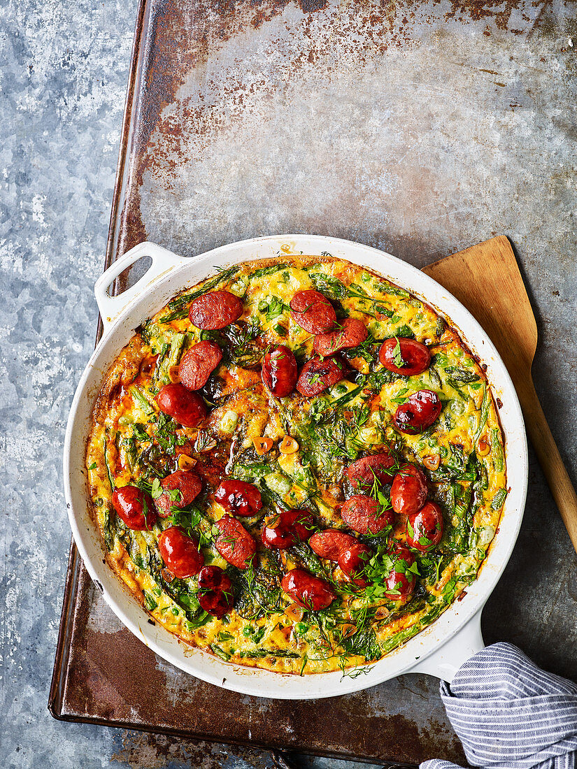 Spring frittata with Chorizo