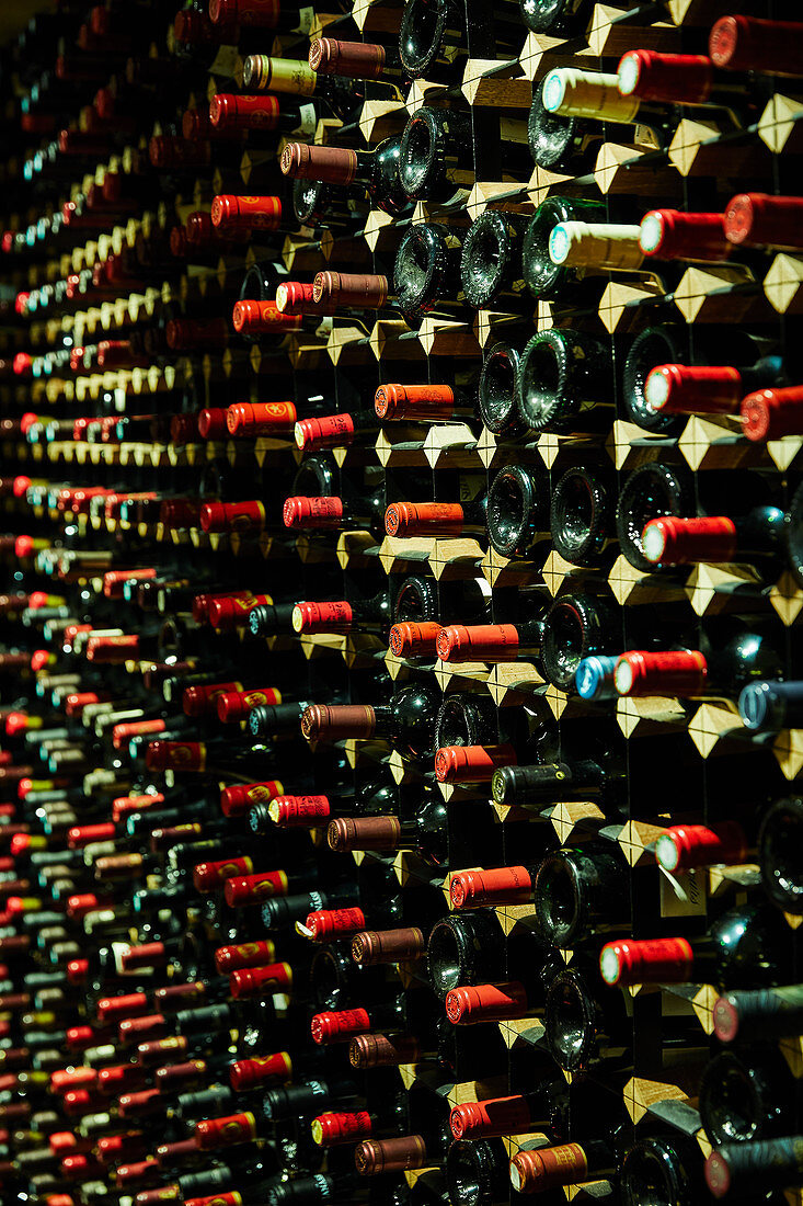 A well-stocked Burgundy wine cellar