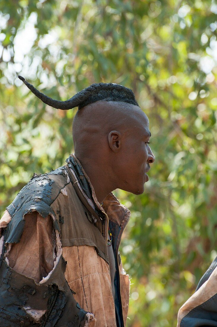 Himba man with traditional hair