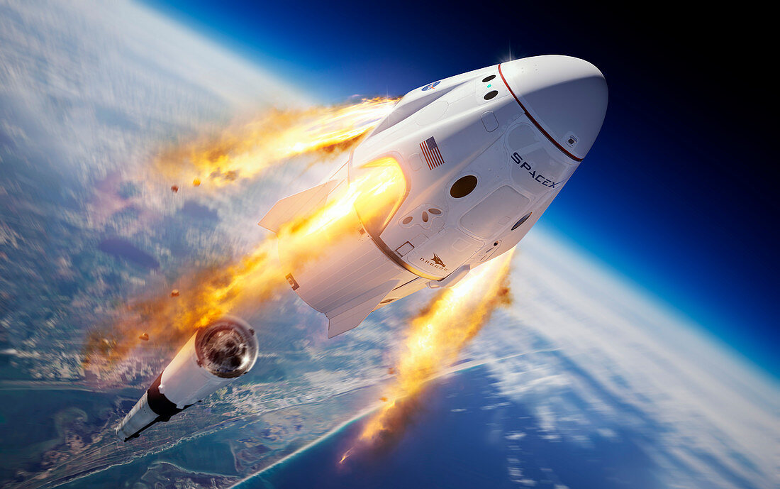 SpaceX Crew Dragon in-flight abort test, illustration