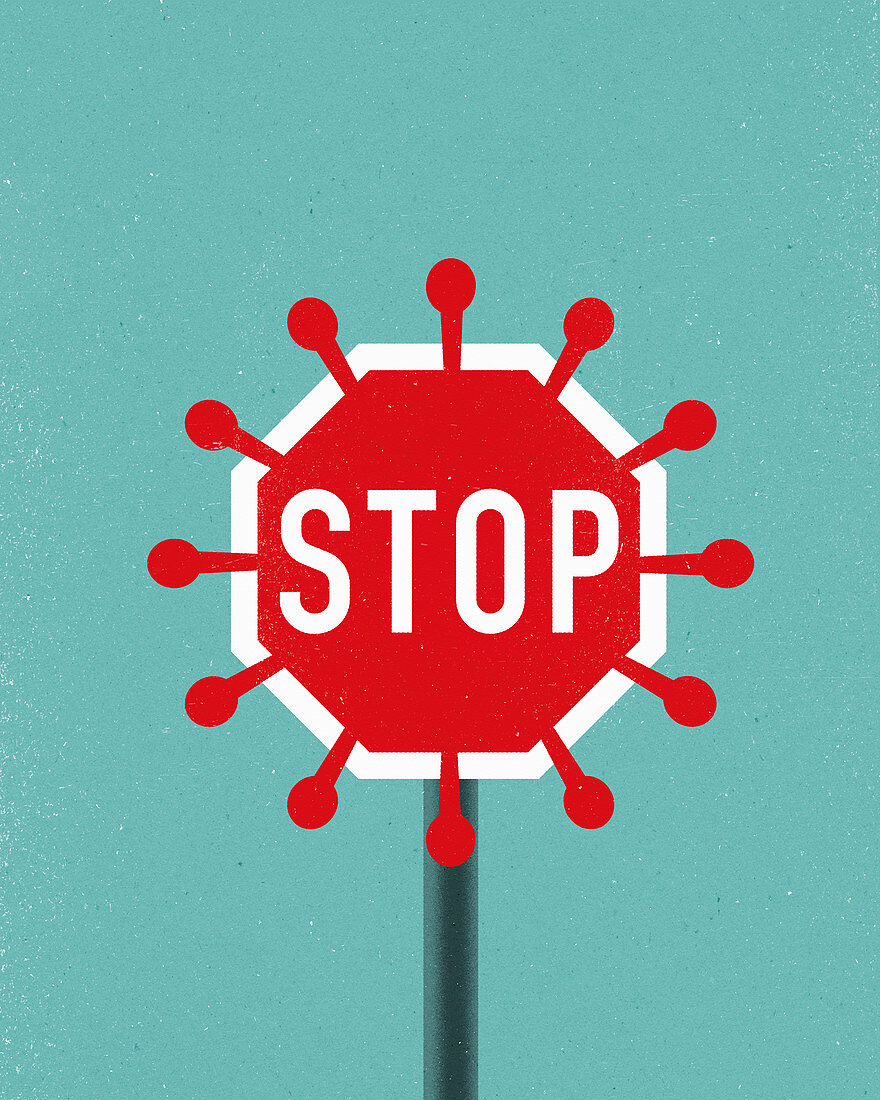 Coronavirus stop sign, illustration