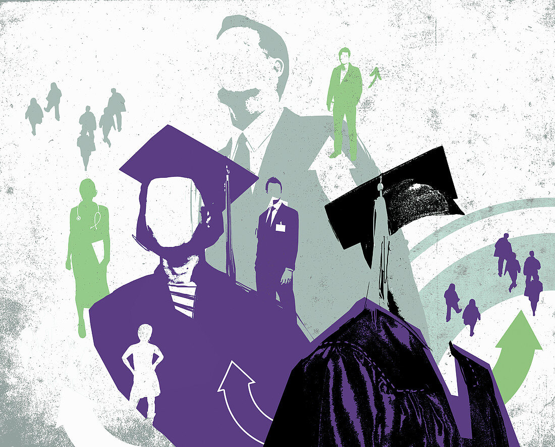 Future careers for university graduates, illustration