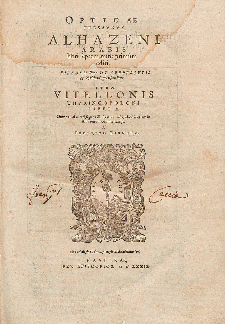 Alhazen's Book of Optics, title page