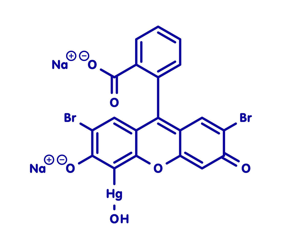 Merbromin topical antiseptic molecule, illustration