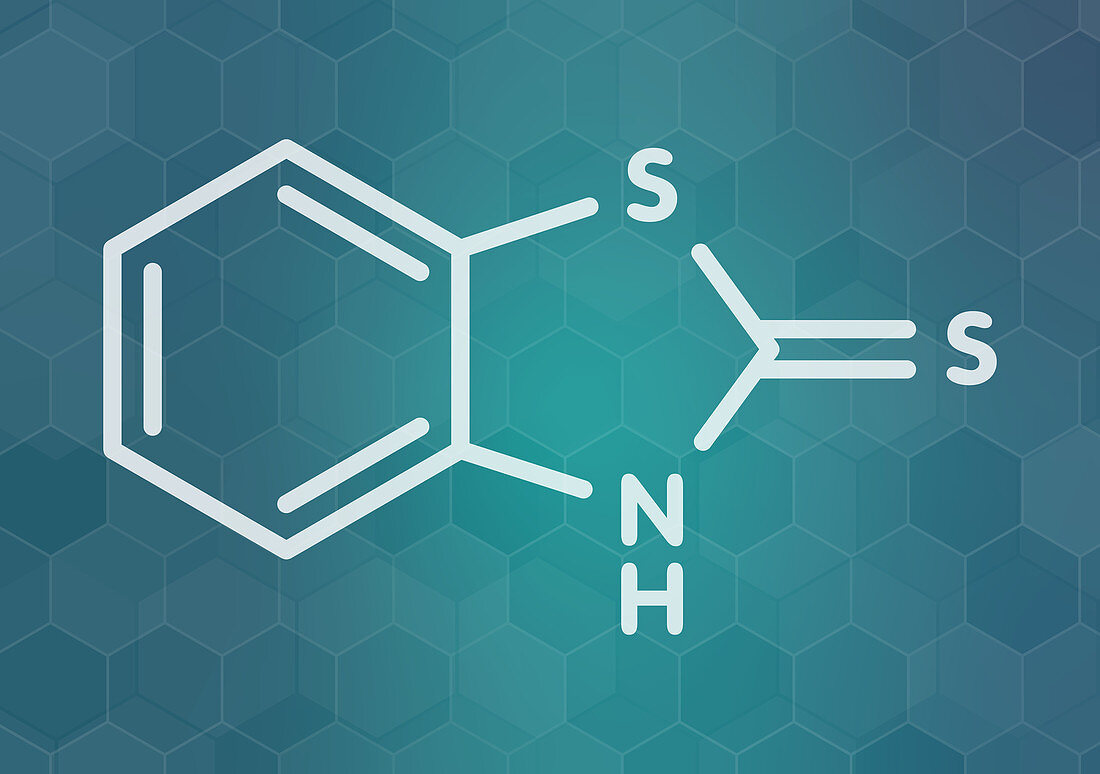 Mercaptobenzothiazole skin sensitizer molecule, illustration