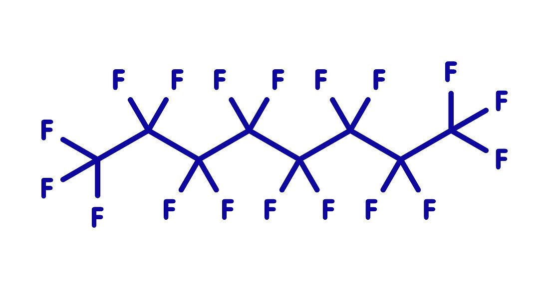 Perfluorooctane molecule, illustration