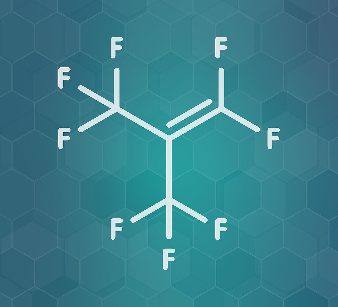 Perfluoroisobutene fluorocarbon molecule, illustration
