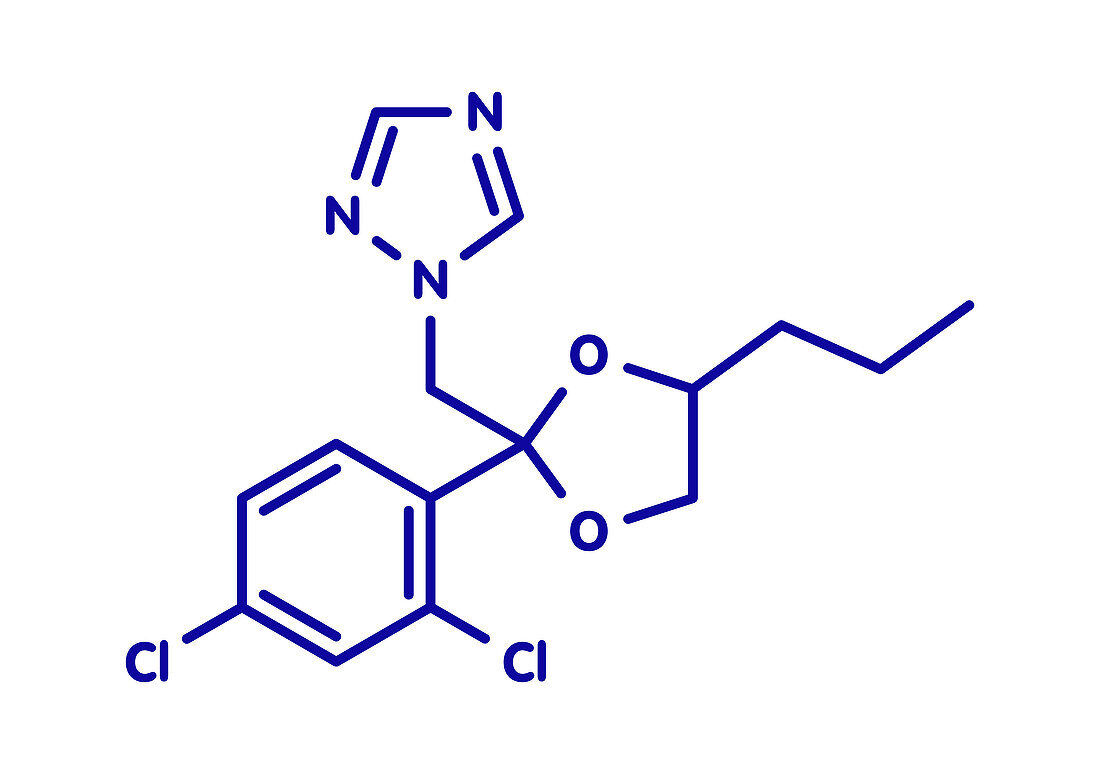 Propiconazole fungicide molecule, illustration