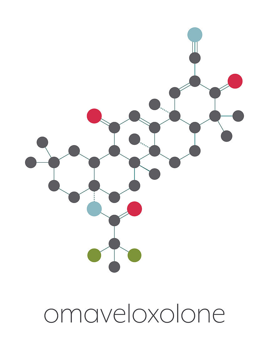 Omaveloxolone drug molecule, illustration