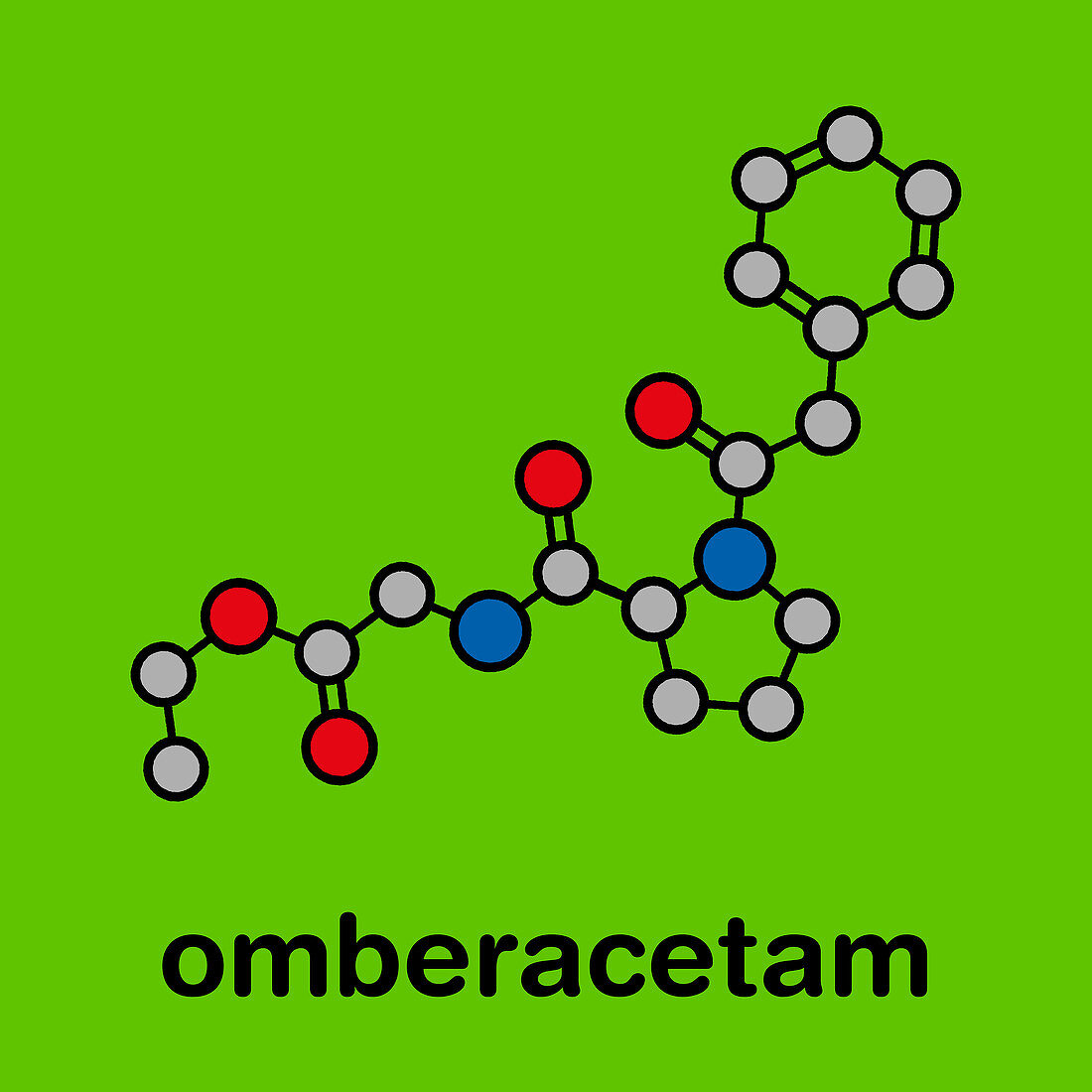 Omberacetam nootropic drug molecule, illustration