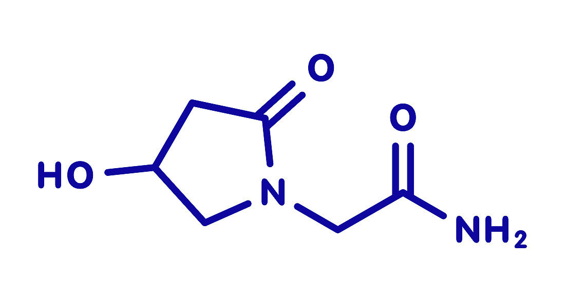 Oxiracetam nootropic drug molecule, illustration
