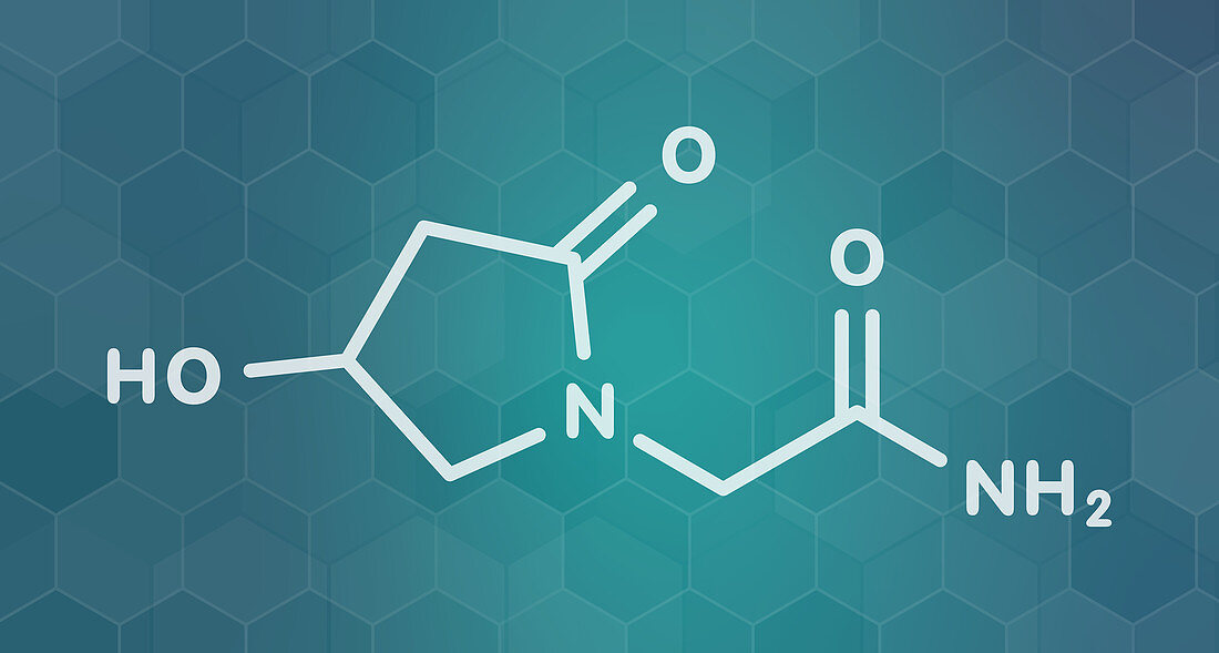 Oxiracetam nootropic drug molecule, illustration