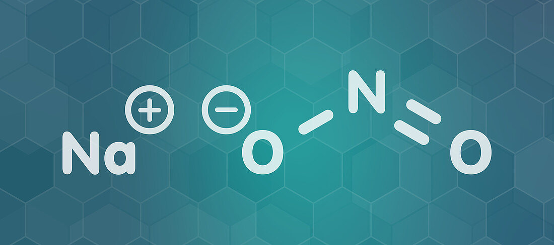 Sodium nitrite chemical structure, illustration