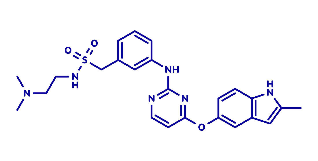 Surufatinib cancer drug molecule, illustration