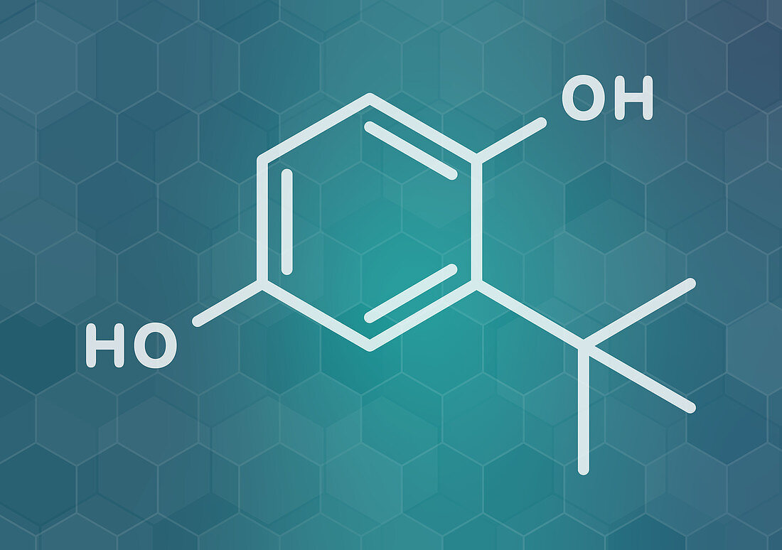 TBHQ antioxidant preservative molecule, illustration