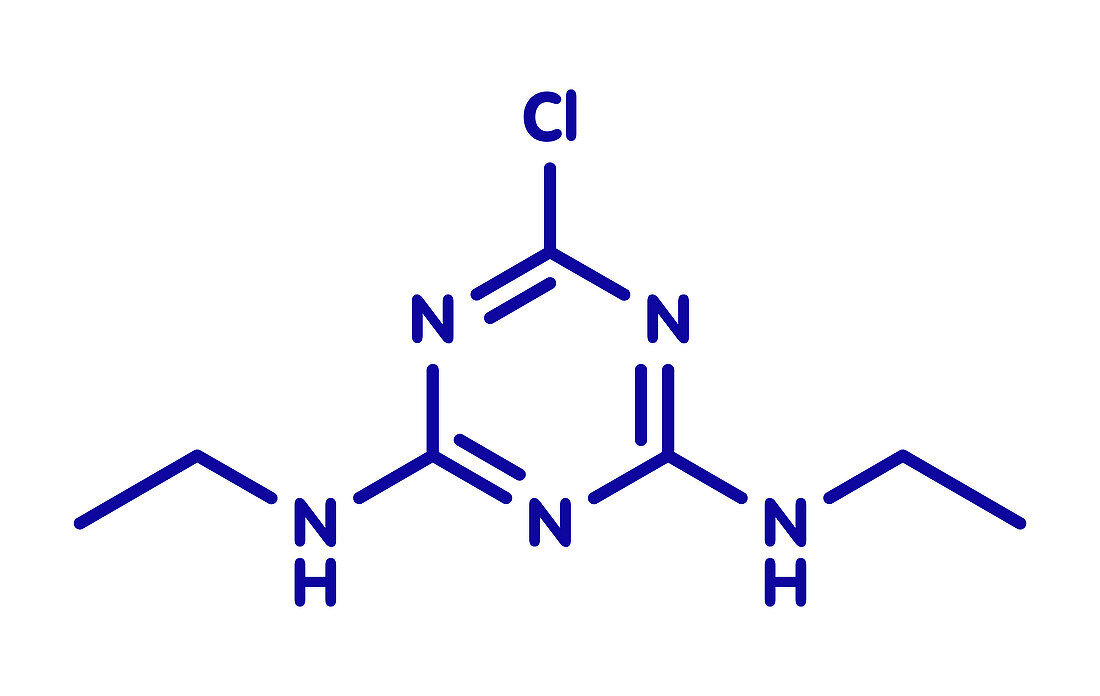 Simazine herbicide molecule, illustration