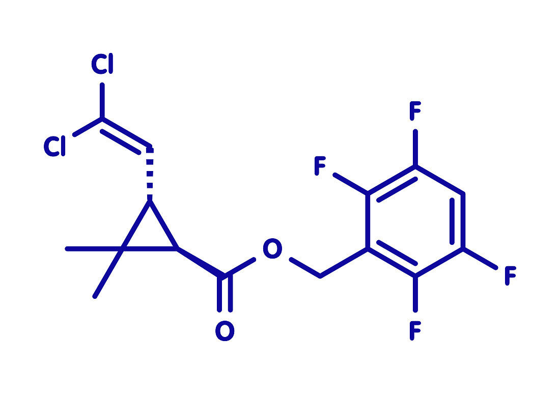 Transfluthrin insecticide molecule, illustration