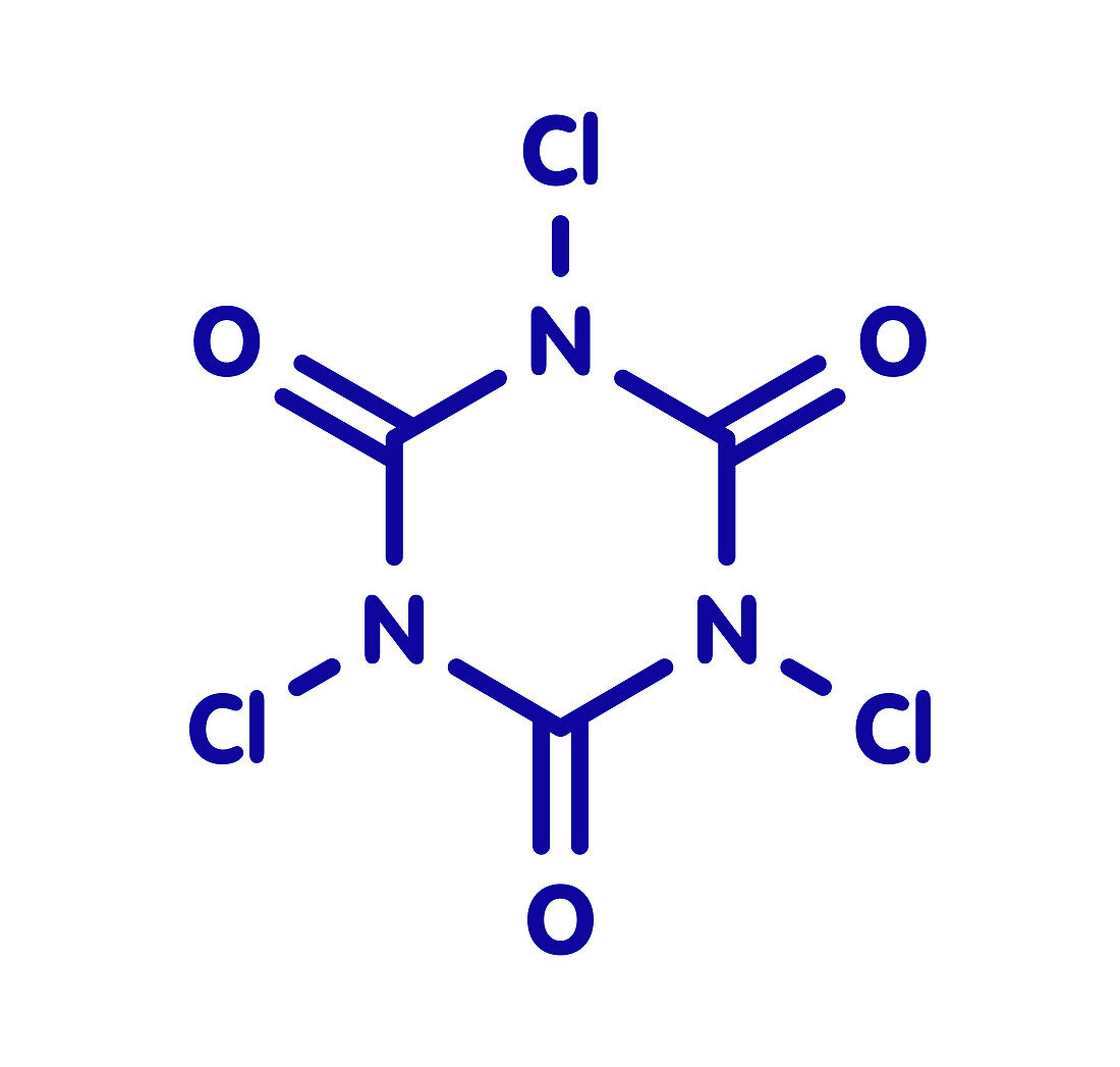 Trichloroisocyanuric acid molecule, illustration