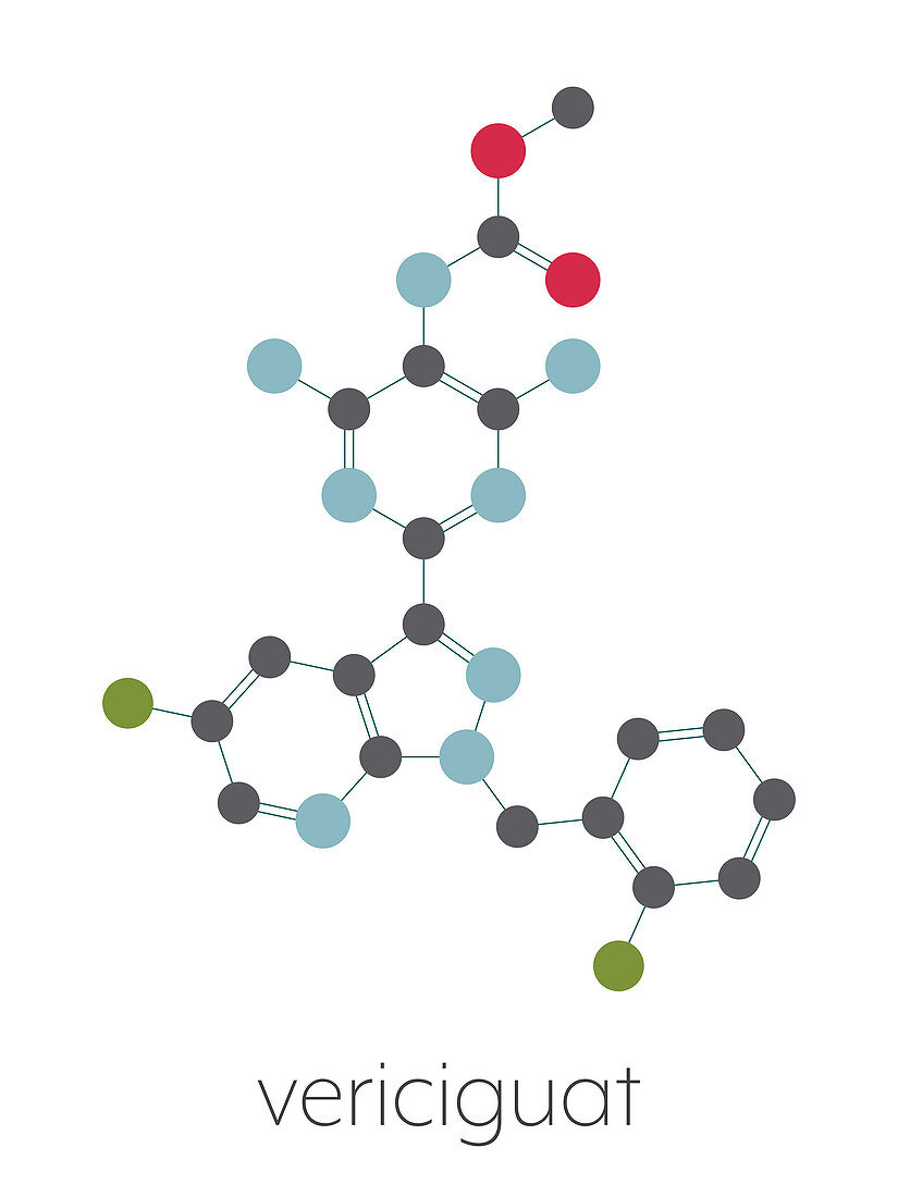 Vericiguat heart failure drug molecule, illustration