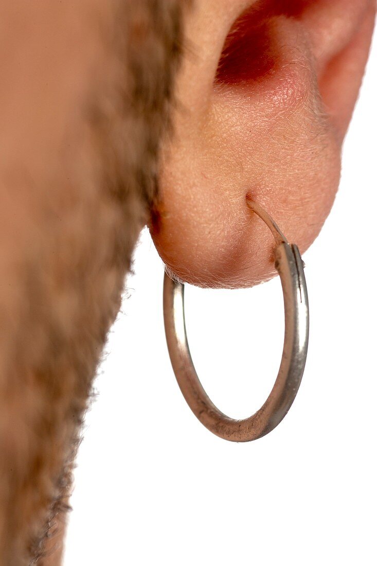Man's pierced ear