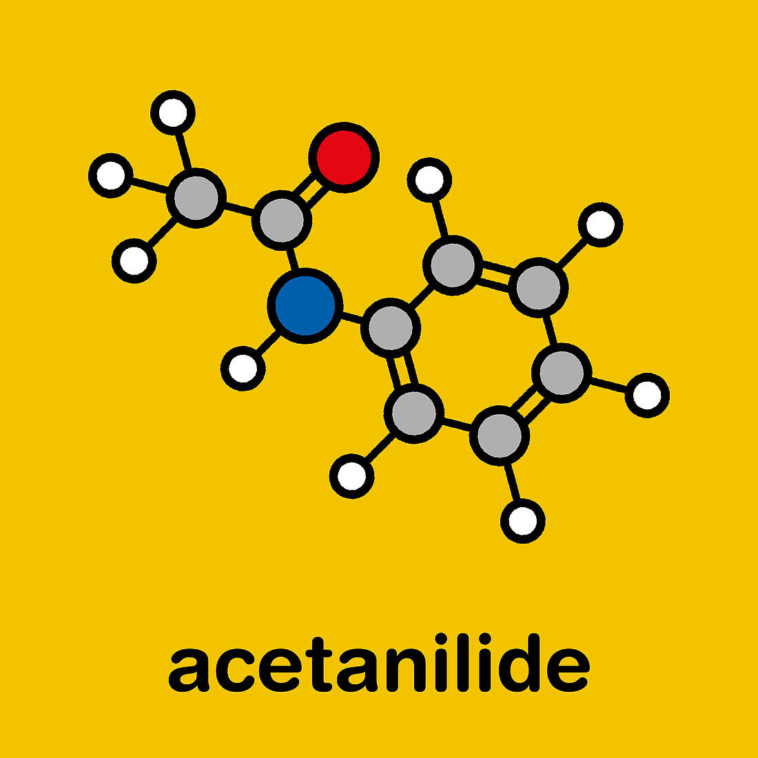 Acetanilide analgesic drug molecule, illustration