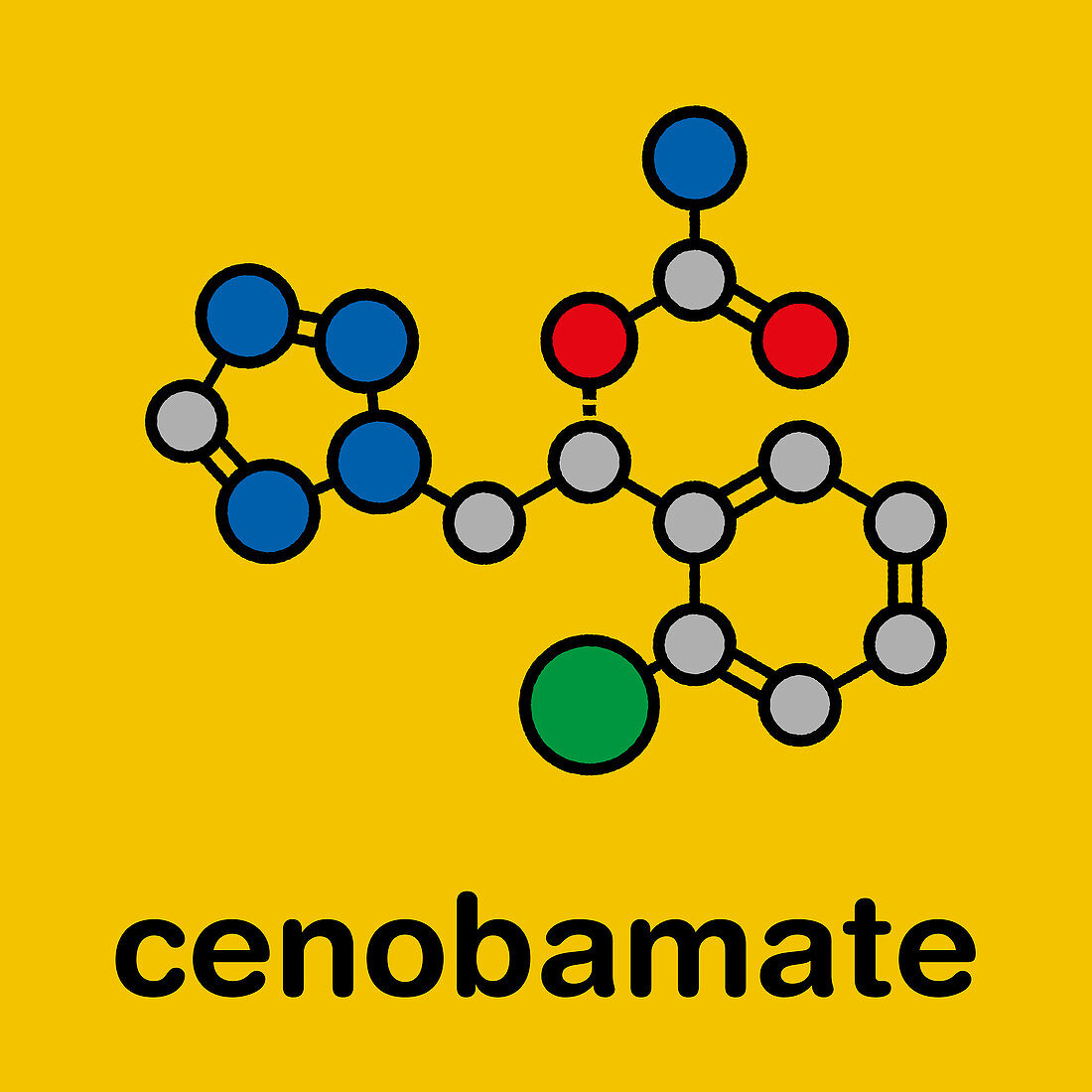 Cenobamate seizures drug molecule, illustration