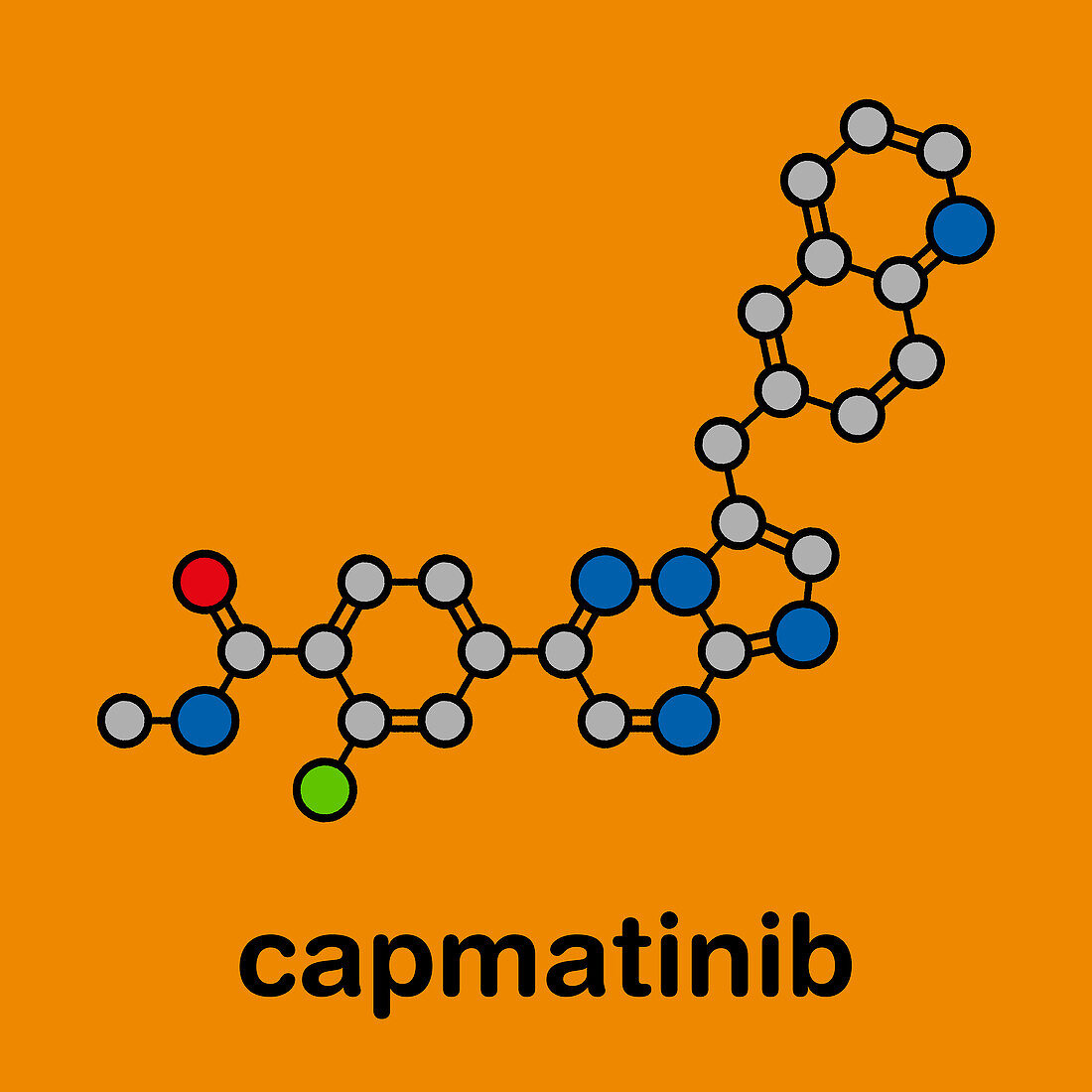 Capmatinib cancer drug molecule, illustration