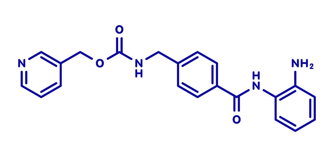 Entinostat cancer drug molecule, illustration