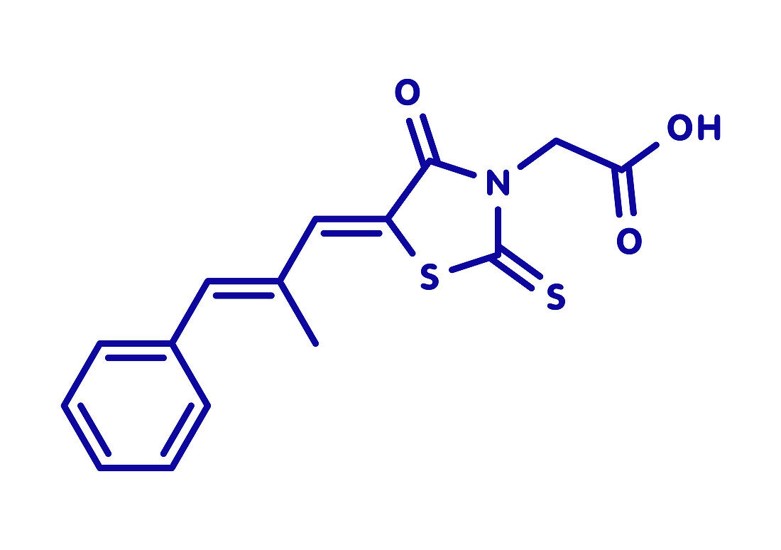 Epalrestat diabetic neuropathy drug molecule, illustration
