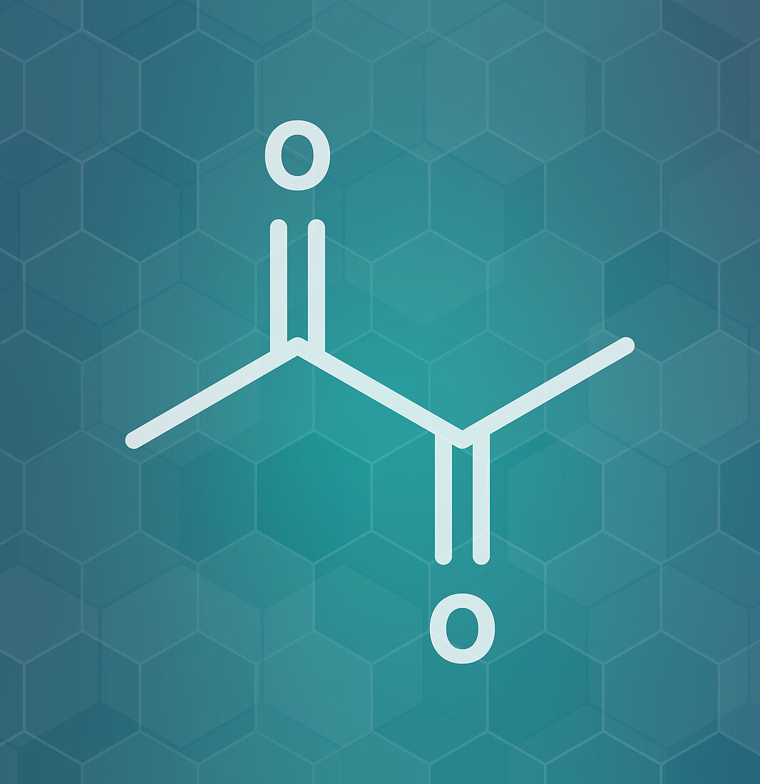 Diacetyl molecule, illustration