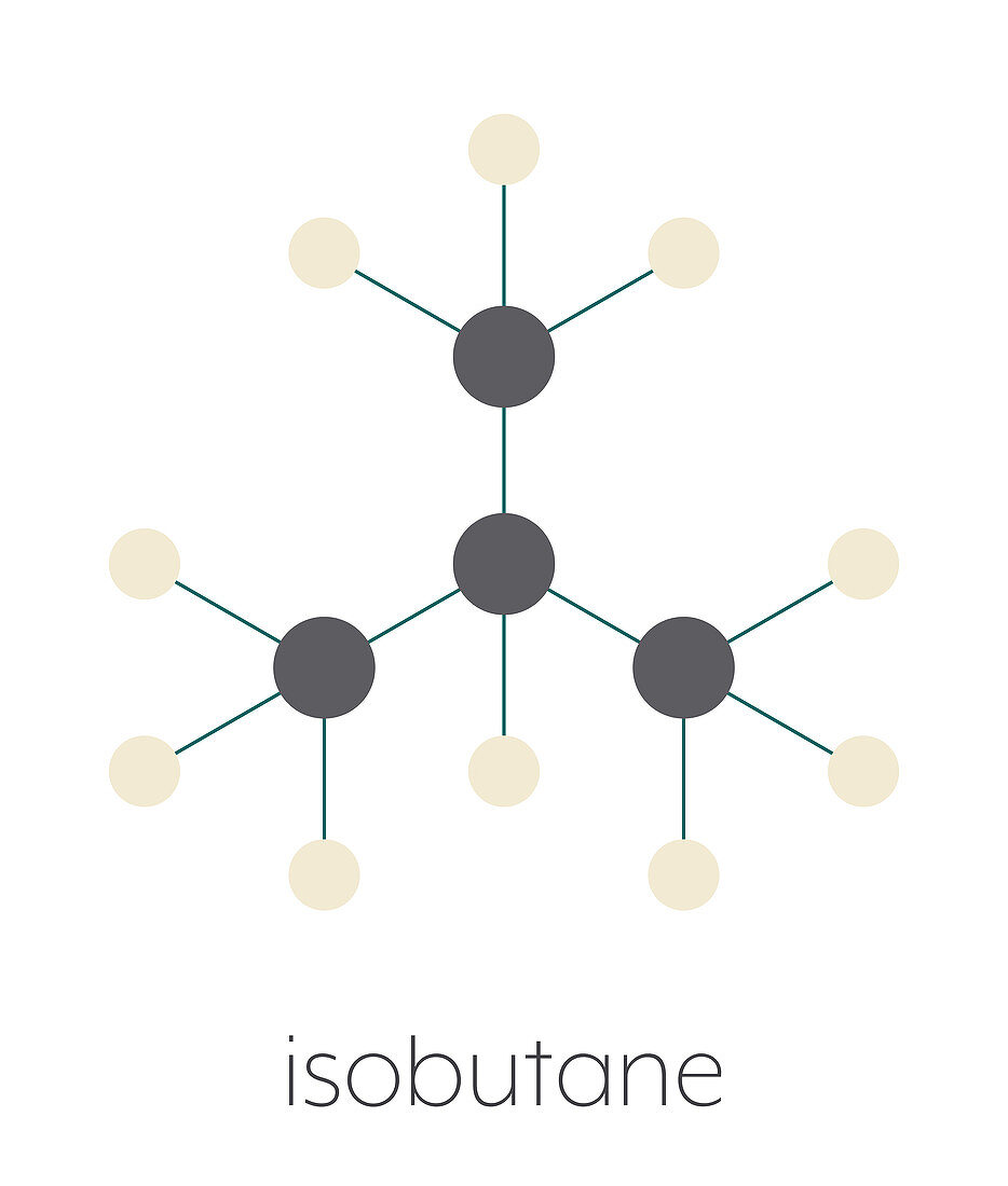 Isobutane alkane molecule, illustration