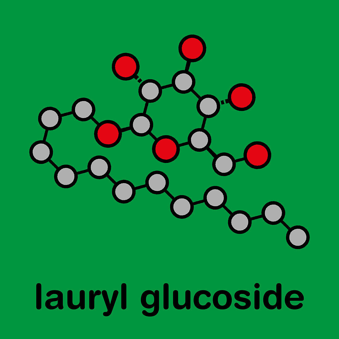 Lauryl glucoside non-ionic surfactant molecule, illustration