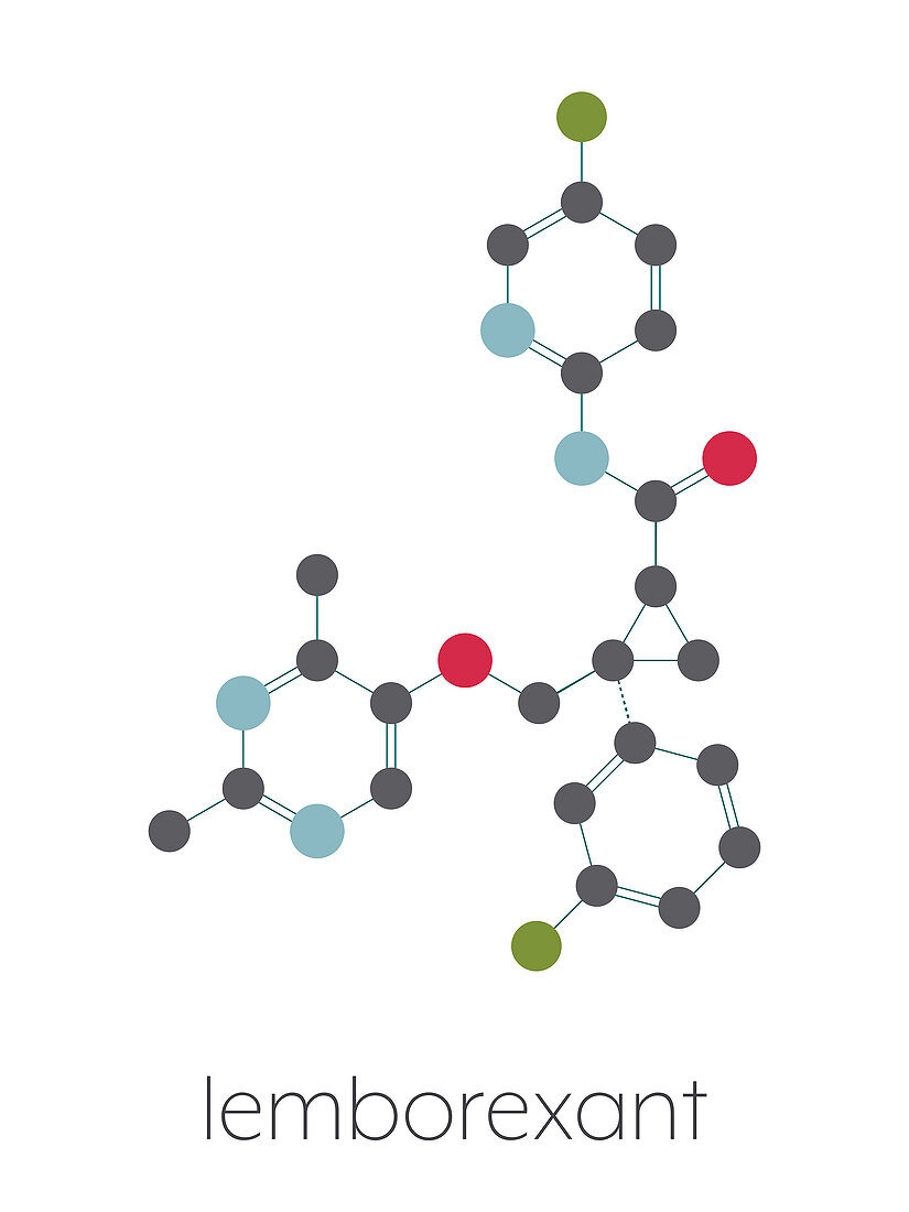 Lemborexant insomnia drug molecule, illustration