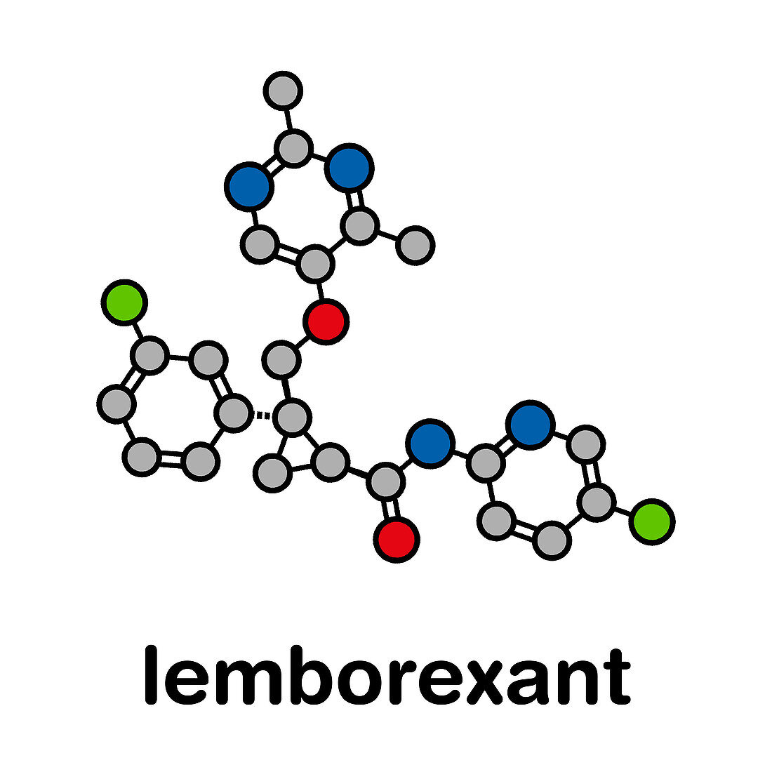 Lemborexant insomnia drug molecule, illustration