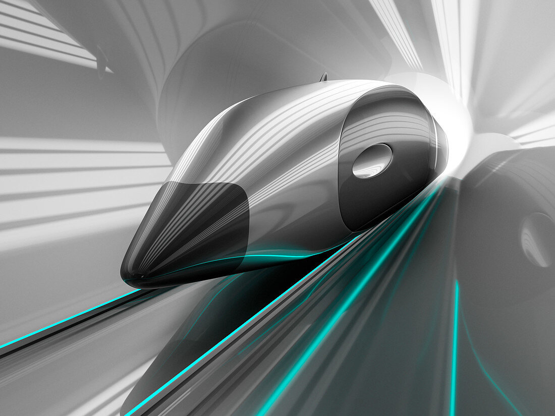 High-speed train in tunnel, illustration