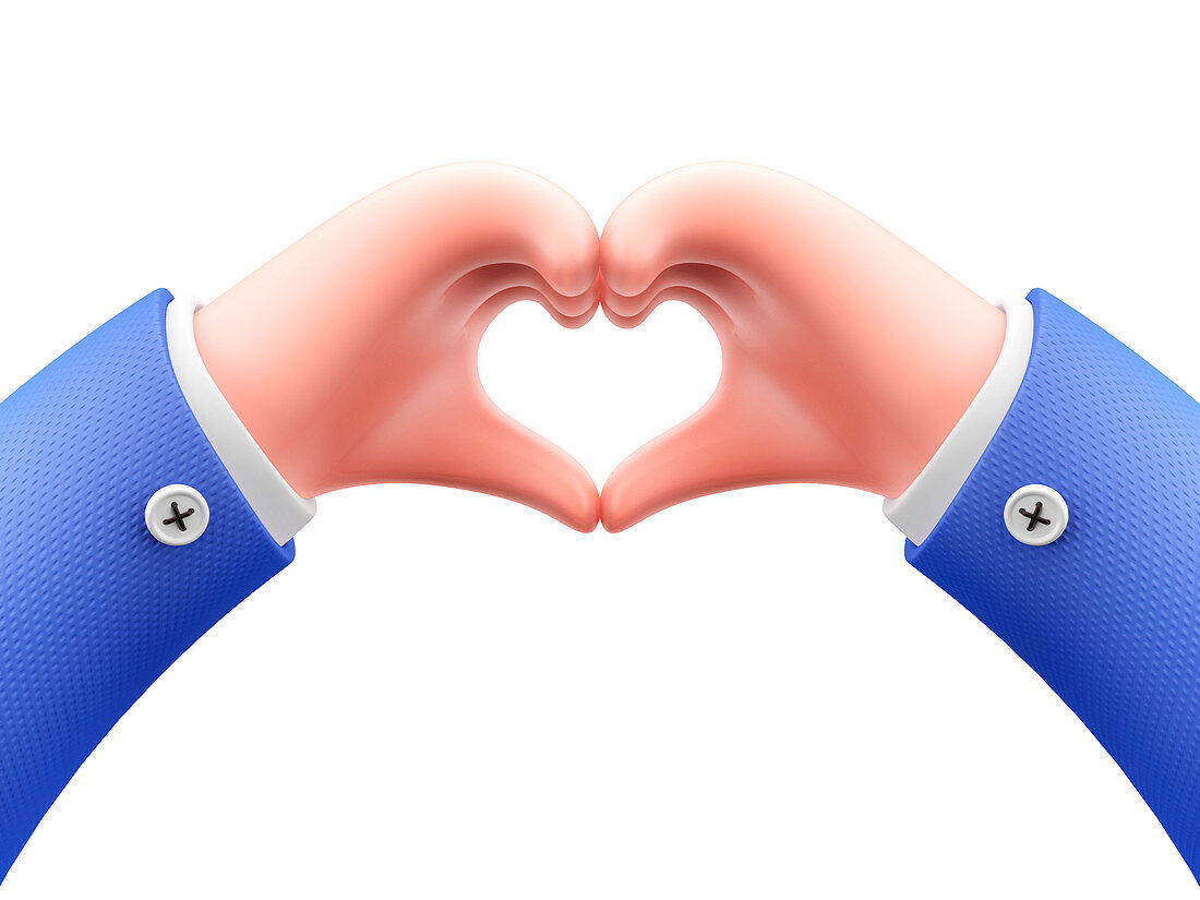 Heart-shaped hands, illustration