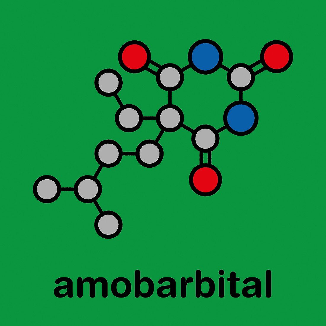 Amobarbital barbiturate sedative, illustration