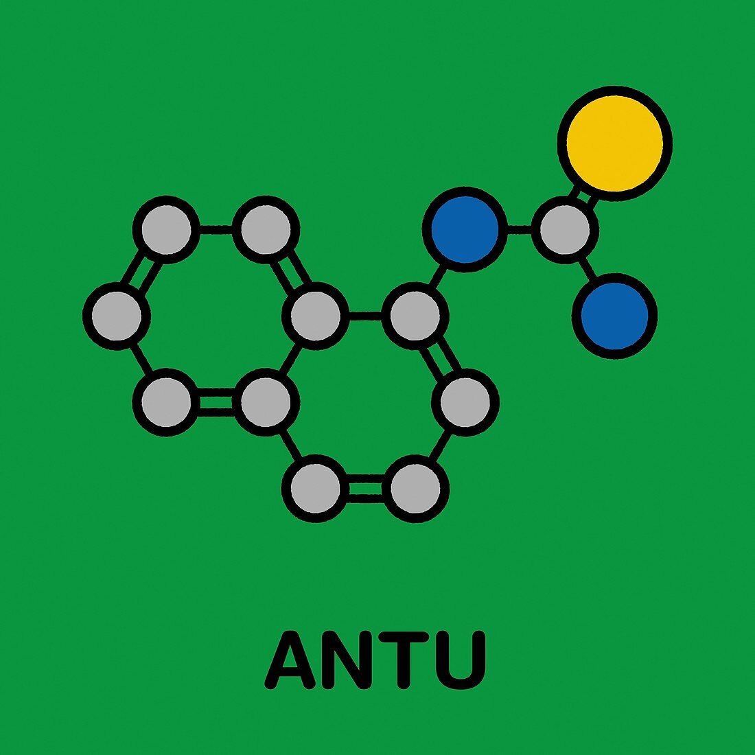 Alpha-naphthylthiourea rodenticide molecule, illustration