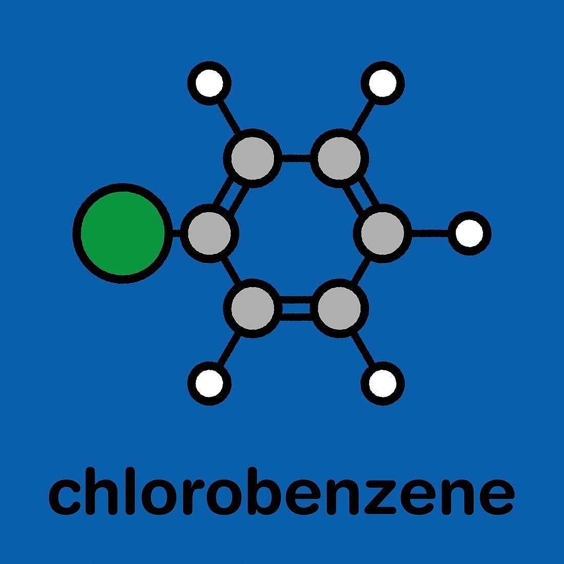 Chlorobenzene industrial solvent molecule, illustration