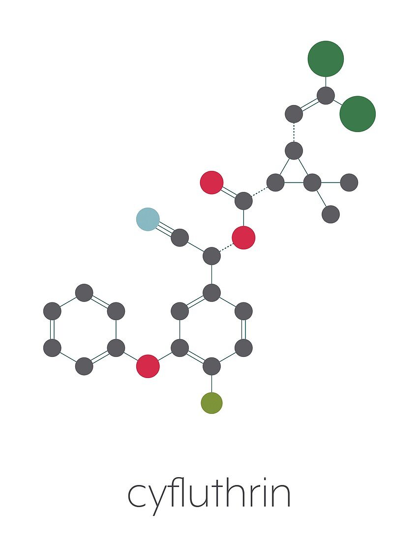 Cyfluthrin insecticide molecule, illustration