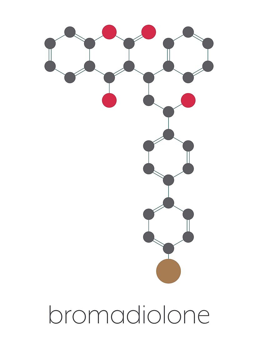 Bromadiolone rodenticide molecule, illustration