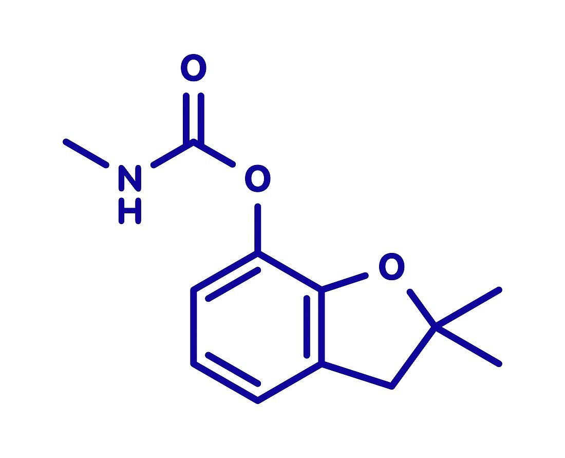Carbofuran carbamate pesticide molecule, illustration