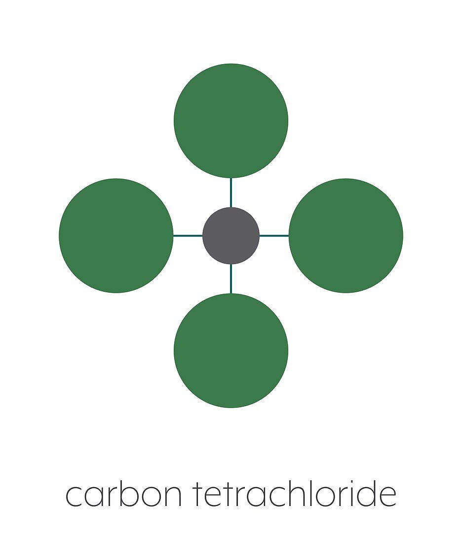 Carbon tetrachloride solvent molecule, illustration